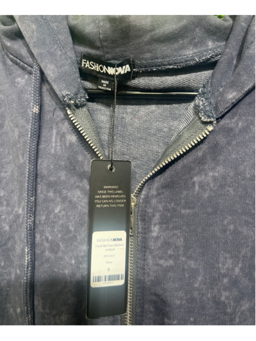 Women's Fashion Nova Found my Peace Navy Washed Jumpsuit Size Small - Picture 6 of 11
